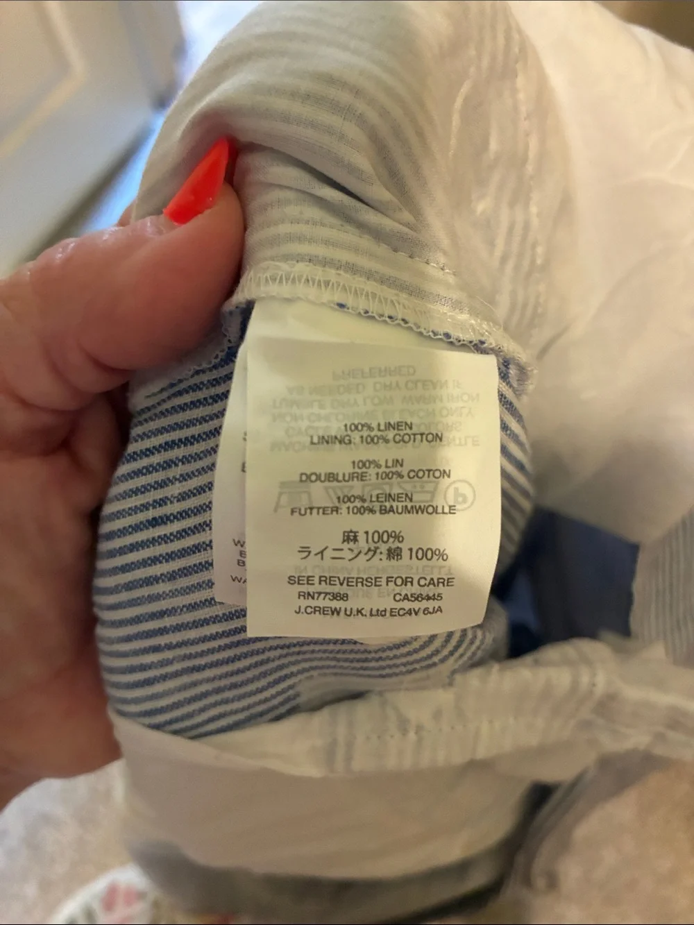 J. Crew Light Blue Pinstripe Spaghetti-Strap Jumpsuit  100% linen